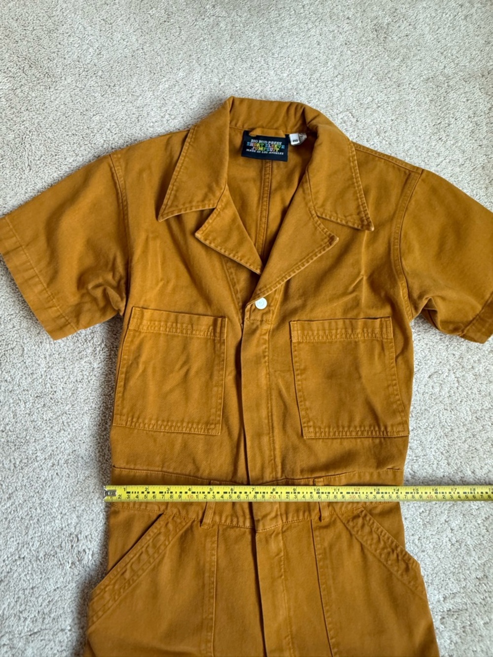 Big Bud Press shortsleeved jumpsuit mustard yellow sz M - Picture 11 of 11
